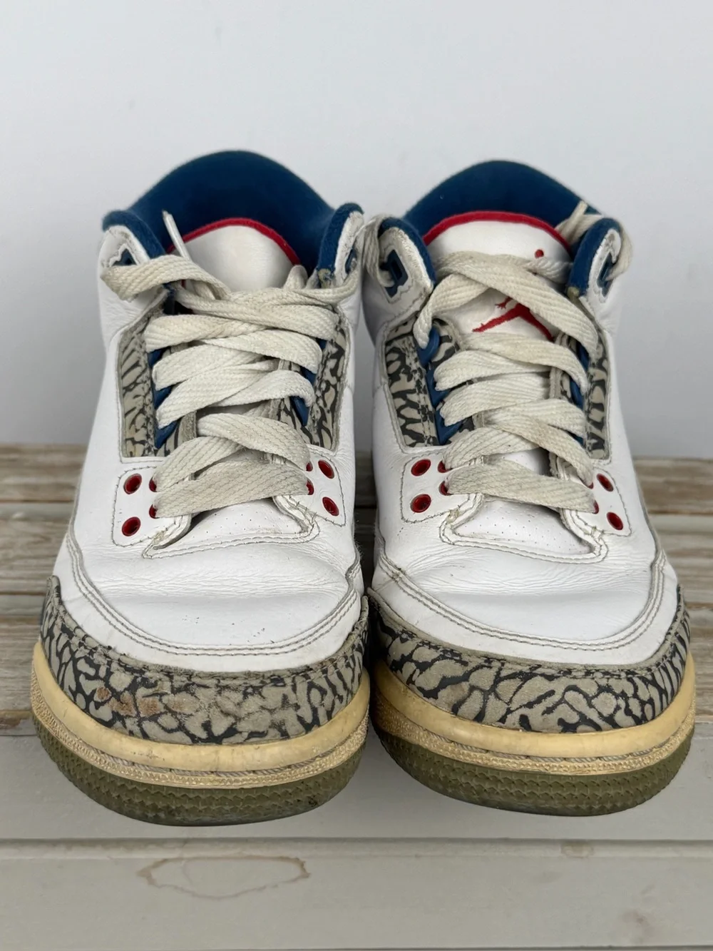 Nike Air Jordan 3 RetroTrue Blue sneakers elephant print overlays kids size 4.5Y